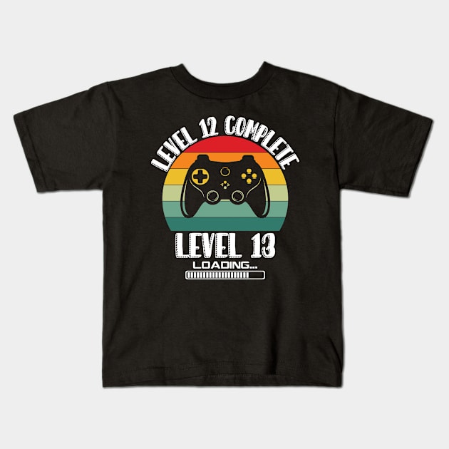 Level 12 Complete Level 13 Loading 12th Birthday Video Gamer Kids T-Shirt by Richmondrabiot